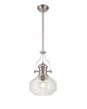 Francis 30cm Single Multi Height Pendant, 1 x E27, Round Champfered Glass, Polished Nickel / Clear