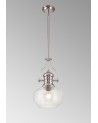 Francis 30cm Single Multi Height Pendant, 1 x E27, Round Champfered Glass, Polished Nickel / Clear