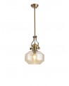 Francis 30cm Single Multi Height Pendant, 1 x E27, Round Champfered Glass, Antique Brass / Cognac