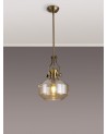 Francis 30cm Single Multi Height Pendant, 1 x E27, Round Champfered Glass, Antique Brass / Cognac
