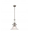 Francis Single Multi Height Pendant, 1 x E27, 30cm Bell Glass, Satin Nickel / Clear