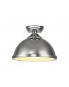 Francis 31cm Flush Ceiling Fitting, 1 x E27, Polished Nickel / Frosted Glass
