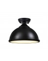 Francis 31cm Flush Ceiling Fitting, 1 x E27, Black / Frosted Glass