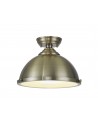 Francis 31cm Flush Ceiling Fitting, 1 x E27, Antique Brass / Frosted Glass
