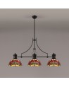 Evva 3 Light Linear Pendant E27 With 30cm Tiffany Shade, Matt Black, Purple, Pink, Crystal
