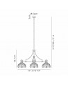 Evva 3 Light Linear Pendant E27 With 30cm Tiffany Shade, Matt Black, Purple, Pink, Crystal