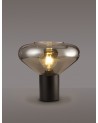 Eliza Wide Table Lamp, 1 x E27, Satin Black/Smoke Plated Glass