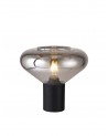 Eliza Wide Table Lamp, 1 x E27, Satin Black/Smoke Plated Glass