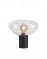 Eliza Wide Table Lamp, 1 x E27, Satin Black/Clear Glass
