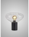 Eliza Wide Table Lamp, 1 x E27, Satin Black/Clear Glass