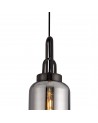 Georgie 1 Light Pendant E27 With 30cm Cylinder Glass, Black Chrome/Matt Black/Smoked/Clear