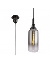 Georgie 1 Light Pendant E27 With 30cm Cylinder Glass, Black Chrome/Matt Black/Smoked/Clear
