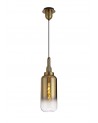 Georgie 1 Light Pendant E27 With 30cm Cylinder Glass, Brass Gold/Matt Black/Clear