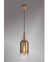 Georgie 1 Light Pendant E27 With 30cm Cylinder Glass, Copper/Matt Black/Clear