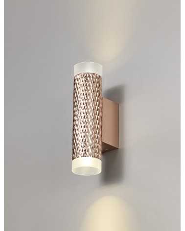 Megan 2 Light Wall Lamp GU10, Rose Gold/Acrylic Rings