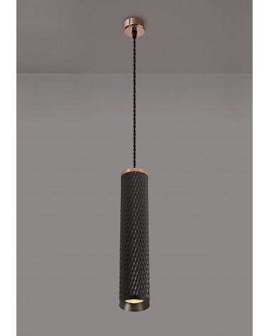 Megan 1 Light 30cm Pendant Light GU10, Rose Gold/Sand Black