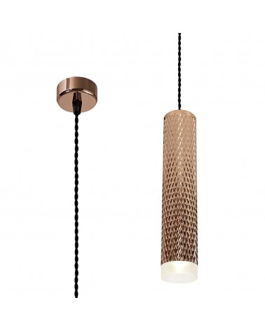 Megan 1 Light 30cm Pendant Light GU10, Rose Gold/Acrylic Ring