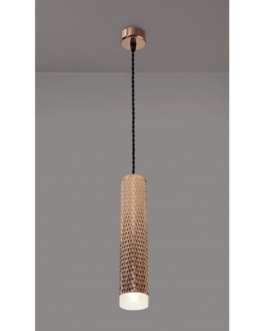 Megan 1 Light 30cm Pendant Light GU10, Rose Gold/Acrylic Ring