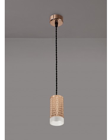 Megan 1 Light 11cm Pendant Light GU10, Rose Gold/Acrylic Ring