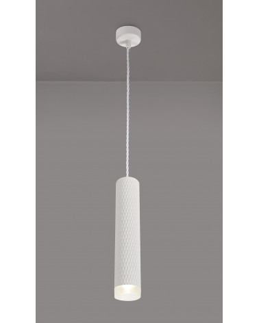Megan 1 Light 30cm Pendant Light GU10, Sand White/Acrylic Ring