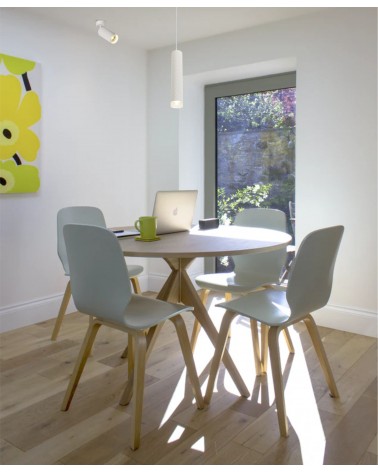 Megan 1 Light 30cm Pendant Light GU10, Sand White/Acrylic Ring