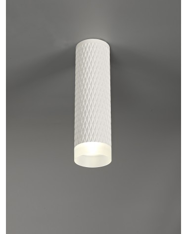 Megan 1 Light 20cm Surface Mounted Ceiling GU10, Sand White/Acrylic Ring