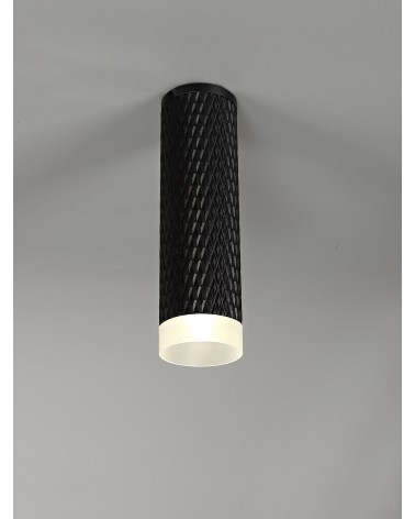Megan 1 Light 20cm Surface Mounted Ceiling GU10, Sand Black/Acrylic Ring