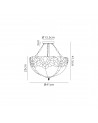 Dorothea 3 Light Semi Ceiling E27 With 40cm Tiffany Shade, Blue/Clear Crystal/Aged Antique Brass