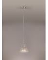 Francis 1 Light Pendant E27 With 30cm Prismatic Glass Shade, Polished Nickel/Clear