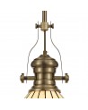 Francis/Neus 1 Light Pendant E27 With 30cm Tiffany Shade, Antique Brass/Blue/Cream/Crystal