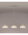 Francis Linear Pendant With 30cm Flat Round Patterned Shade, 3 x E27, Polished Nickel/Clear Glass