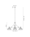 Francis Linear Pendant With 30cm Flat Round Patterned Shade, 3 x E27, Polished Nickel/Clear Glass