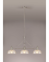 Francis Linear Pendant With 30cm Flat Round Patterned Shade, 3 x E27, Polished Nickel/Clear Glass