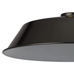 Anya Round 35cm Metal Lampshade With Angled Sides, Black Chrome
