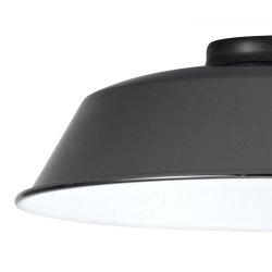 Anya Round 25cm Metal Lampshade With Angled Sides, Black Chrome
