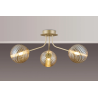 Sunstone Semi Flush Light, 3 Light G9, Light Painted Beige/Amber Ribbed Round Glass Shade
