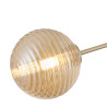 Sunstone Semi Flush Light, 3 Light G9, Light Painted Beige/Amber Ribbed Round Glass Shade
