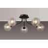 Sunstone Semi Flush Light, 5 Light G9, Satin Black/Clear Swirl Round Glass Shade