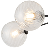 Sunstone Semi Flush Light, 5 Light G9, Satin Black/Clear Swirl Round Glass Shade