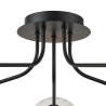 Sunstone Semi Flush Light, 5 Light G9, Satin Black/Clear Swirl Round Glass Shade