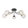 Sunstone Semi Flush Light, 5 Light G9, Satin Black/Clear Swirl Round Glass Shade