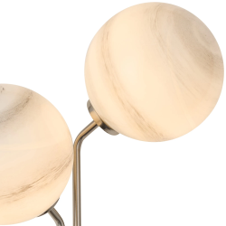 Sunstone Wall Light, 2 Light G9, Satin Nickel/Grey Round Marble Effect Glass Shade