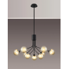 Sunstone Fixed Pendant, 6 + 3 Light G9, Satin Black/Cognac Round With Inner Glass Shade