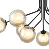 Sunstone Fixed Pendant, 6 + 3 Light G9, Satin Black/Cognac Round With Inner Glass Shade