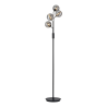Sunstone Floor Lamp, 4 Light G9, Satin Black/Smoke Ribbed Round Glass Shade