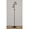 Sunstone Floor Lamp, 4 Light G9, Satin Black/Smoke Ribbed Round Glass Shade