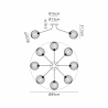 Sunstone Semi Flush Light, 8 Light G9, Satin Nickel/Light Iridescent Segment Round Globe Glass Shade