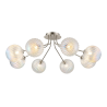 Sunstone Semi Flush Light, 8 Light G9, Satin Nickel/Light Iridescent Segment Round Globe Glass Shade