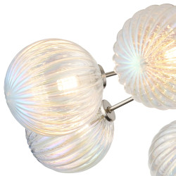 Sunstone Semi Flush Light, 8 Light G9, Satin Nickel/Light Iridescent Segment Round Globe Glass Shade