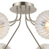 Sunstone Semi Flush Light, 8 Light G9, Satin Nickel/Light Iridescent Segment Round Globe Glass Shade